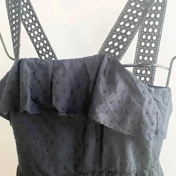 J.Crew black eyelet ruffle midi dress 00‎ - Picture 3 of 5